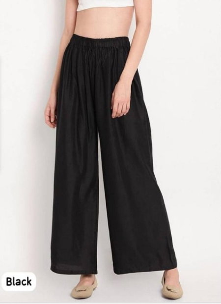 MB Black Plain Daily Wear Rayon Palazzo Wholesale Price In Surat

